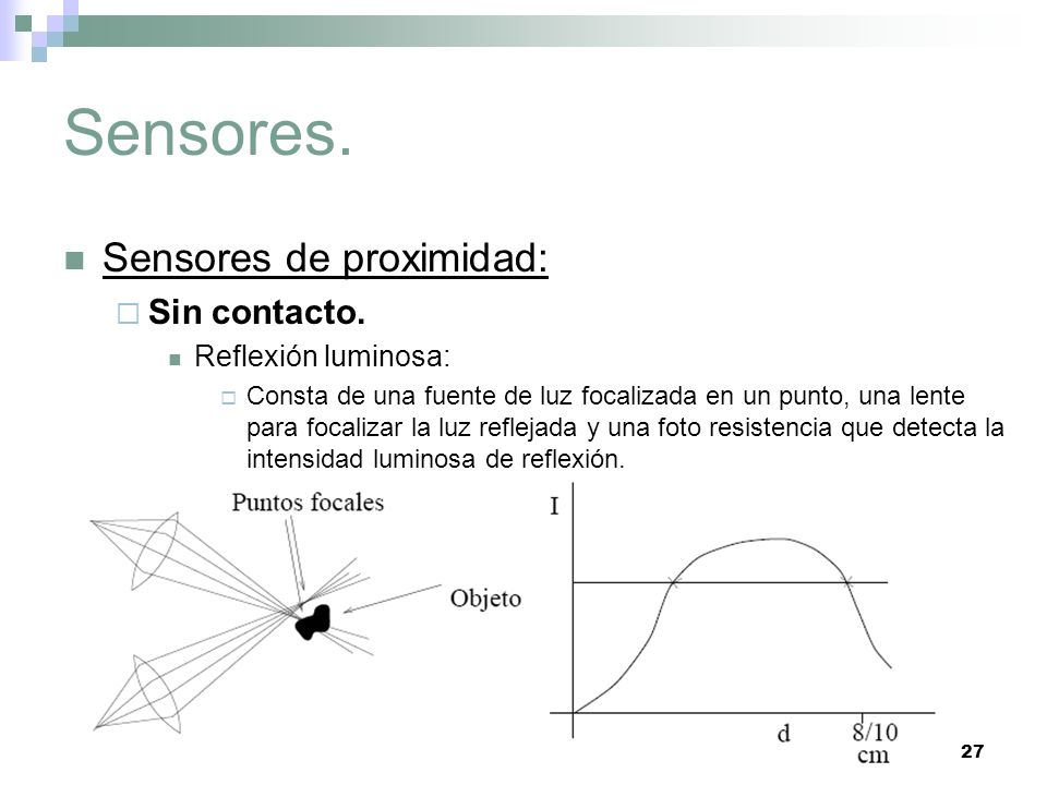 Sensores. Sensores de proximidad: Sin contacto. Reflexión luminosa: