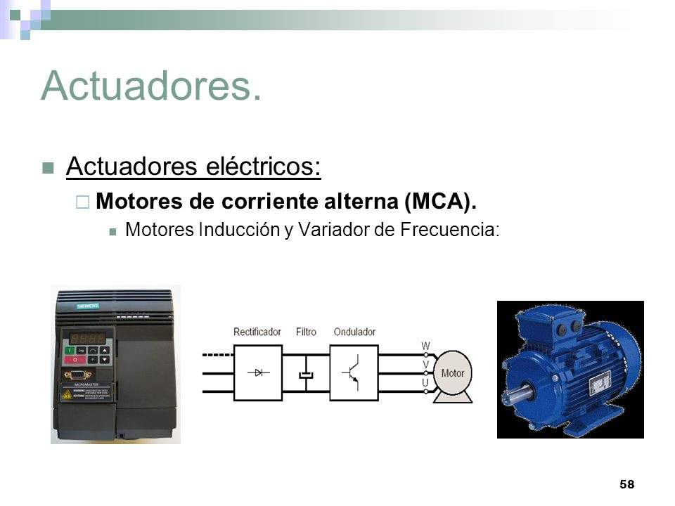 Actuadores. Actuadores eléctricos: Motores de corriente alterna (MCA).