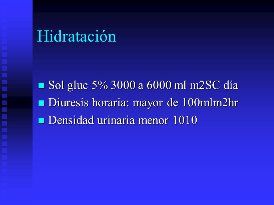 Hidratación Sol gluc 5% 3000 a 6000 ml m2SC día
