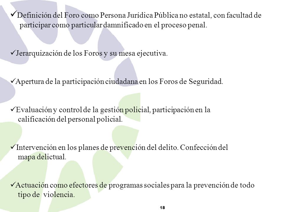 Definición del Foro como Persona Jurídica Pública no estatal, con facultad de