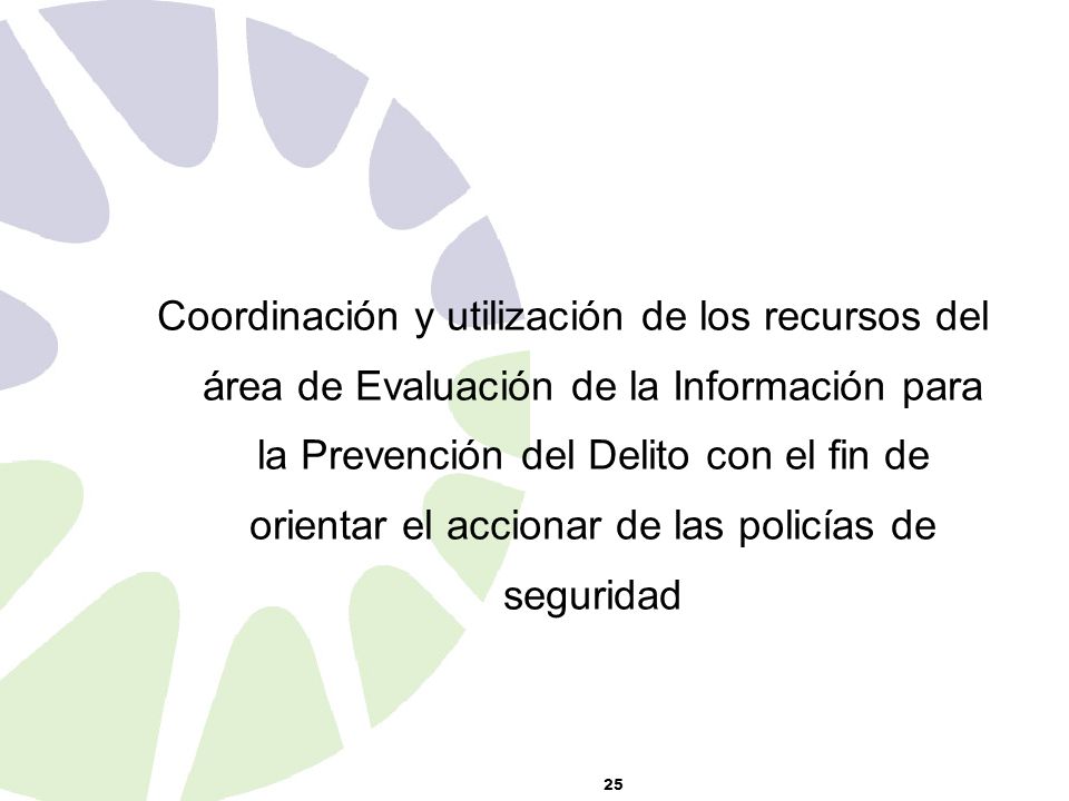Coordinación y utilización de los recursos del área de Evaluación de la Información para la Prevención del Delito con el fin de orientar el accionar de las policías de seguridad