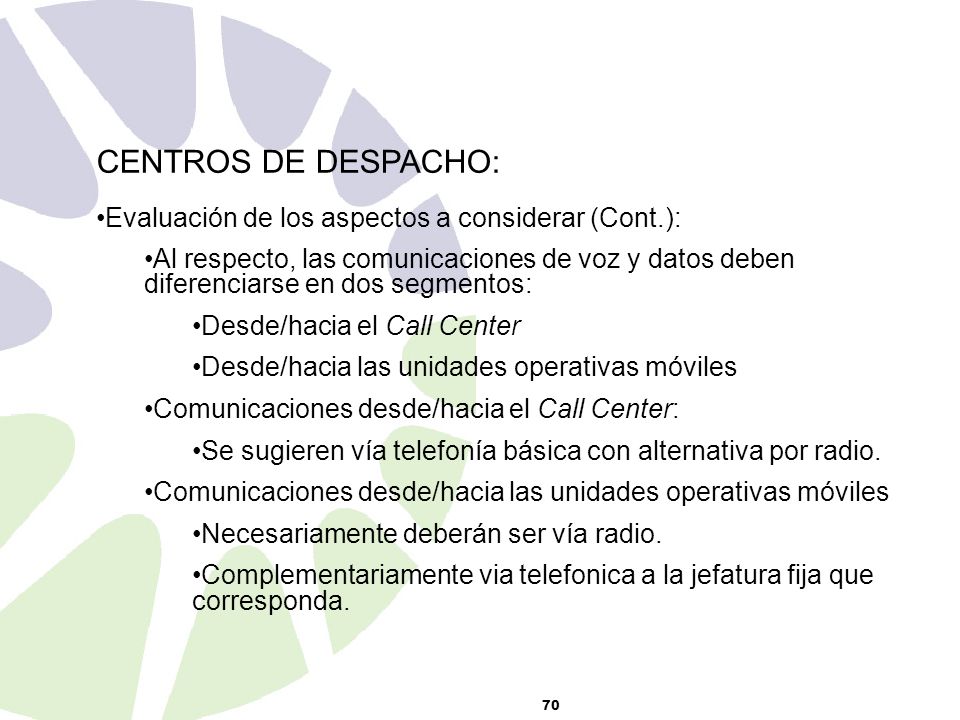 CENTROS DE DESPACHO: Evaluación de los aspectos a considerar (Cont.):