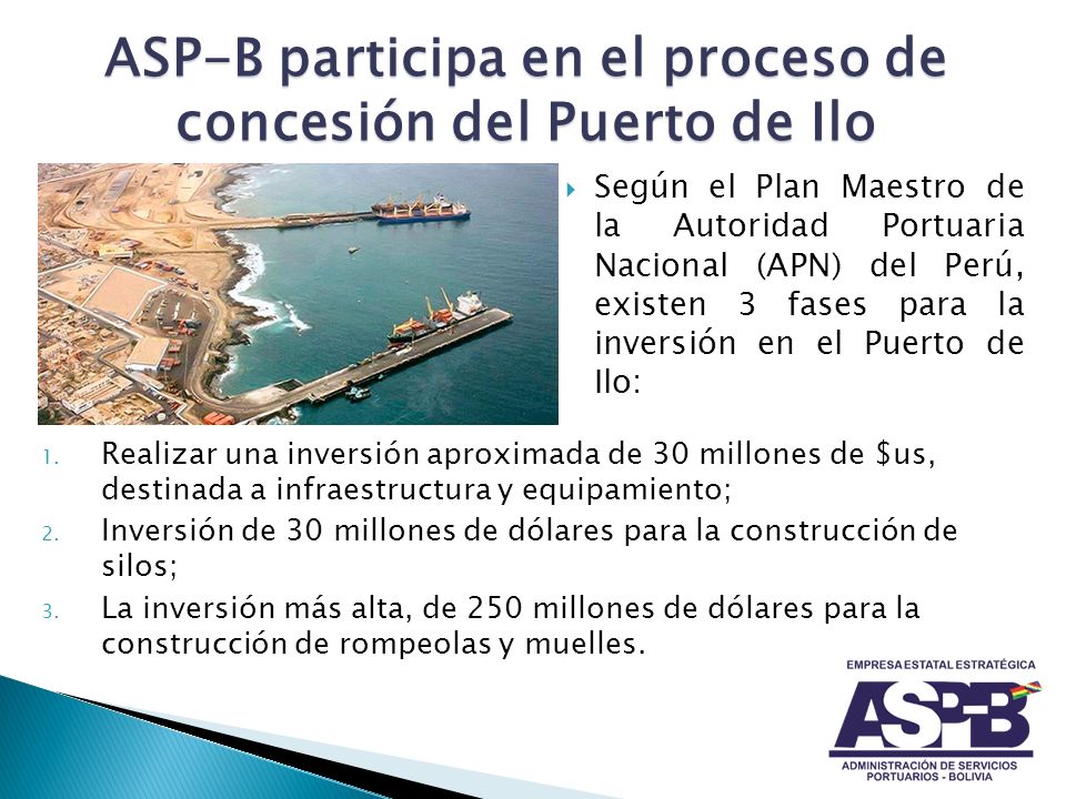 ASP-B participa en el proceso de concesión del Puerto de Ilo