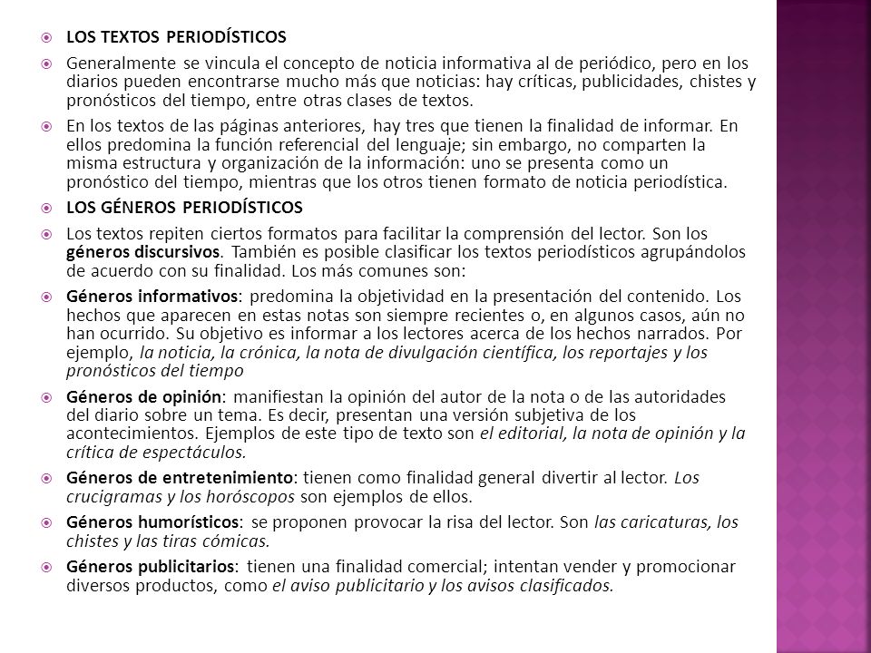 LOS TEXTOS PERIODÍSTICOS