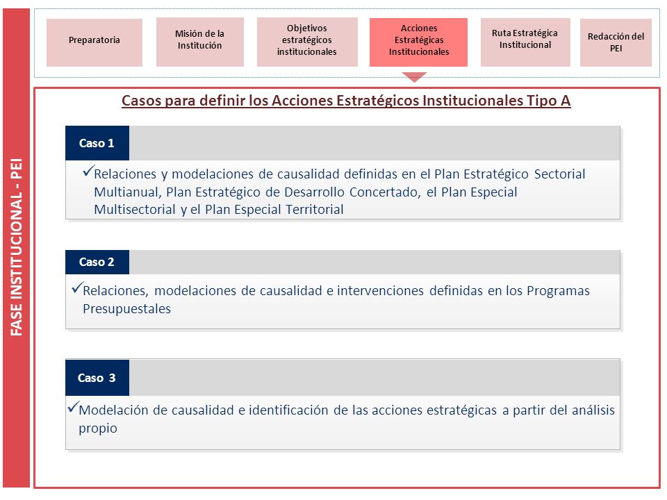 Casos para definir los Acciones Estratégicos Institucionales Tipo A