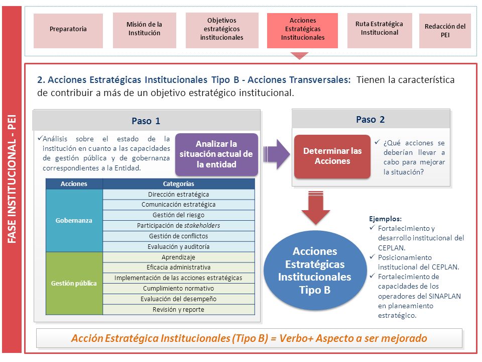 FASE INSTITUCIONAL - PEI Acciones Estratégicas Institucionales Tipo B