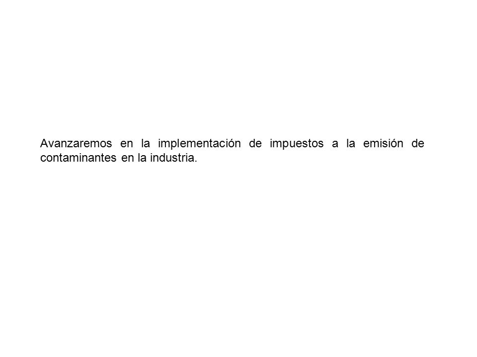 Avanzaremos en la implementación de impuestos a la emisión de contaminantes en la industria.
