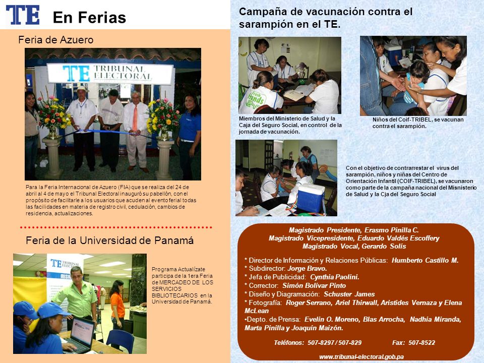 En Ferias Campaña de vacunación contra el sarampión en el TE.
