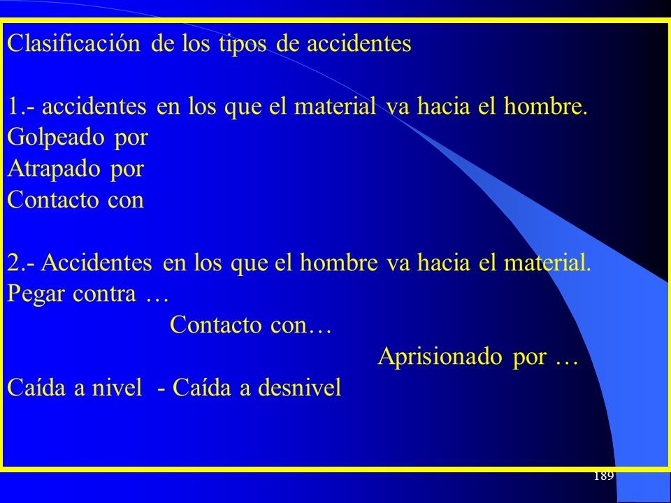 Clasificación de los tipos de accidentes