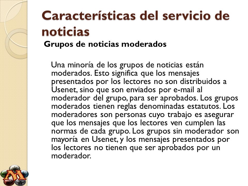 Características del servicio de noticias