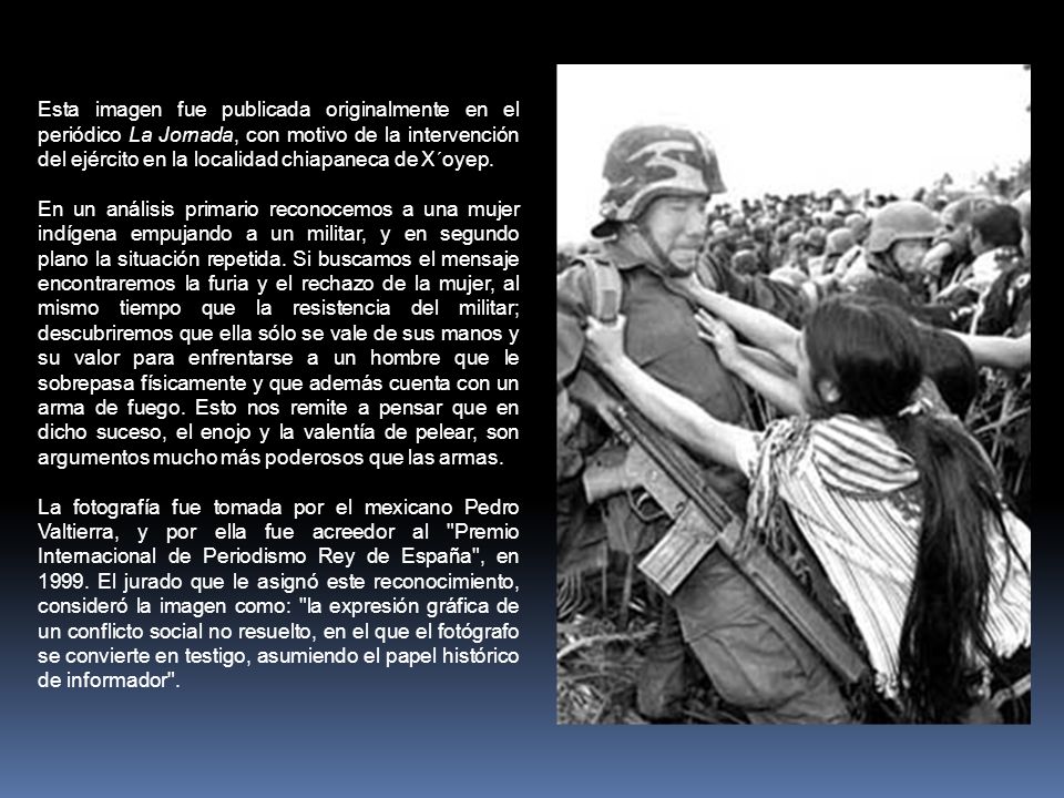 Esta imagen fue publicada originalmente en el periódico La Jornada, con motivo de la intervención del ejército en la localidad chiapaneca de X´oyep.
