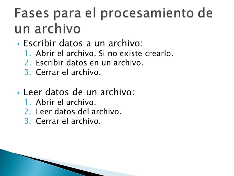Fases para el procesamiento de un archivo