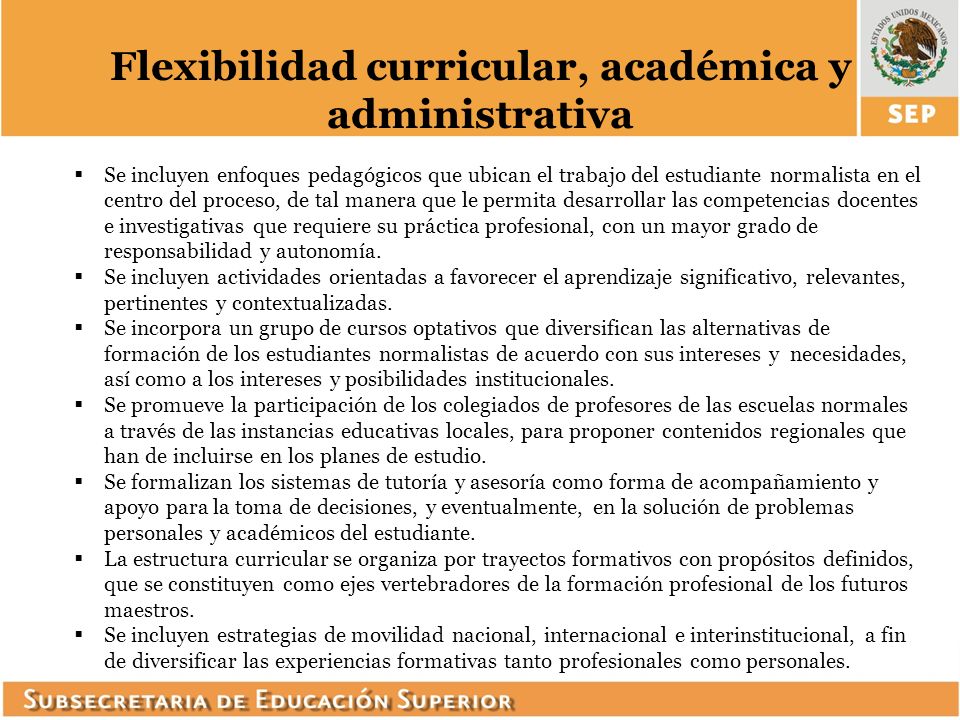 Flexibilidad curricular, académica y administrativa