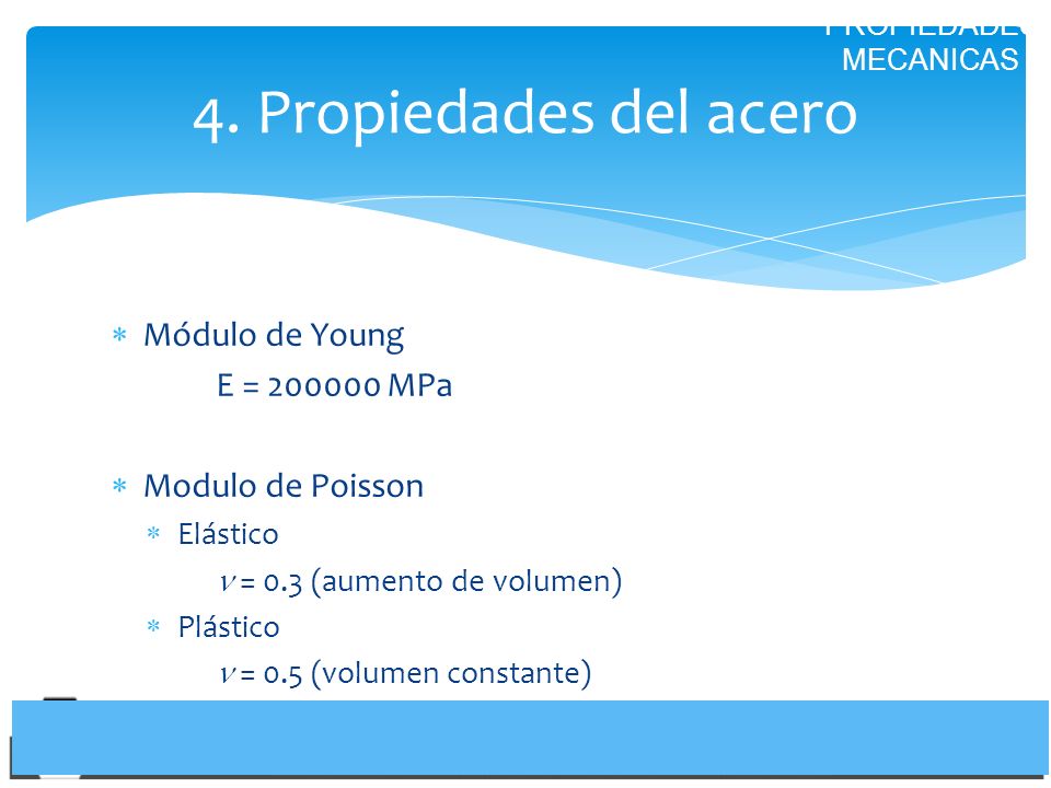 4. Propiedades del acero Módulo de Young E = MPa
