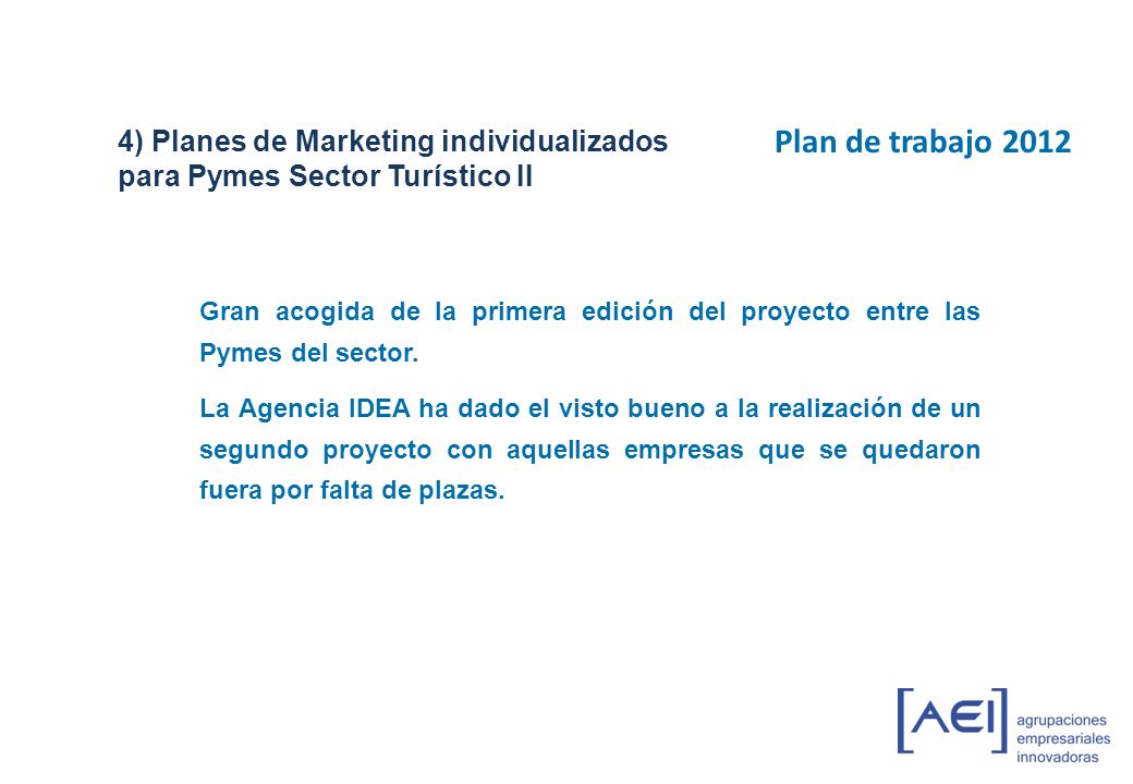 4) Planes de Marketing individualizados para Pymes Sector Turístico II