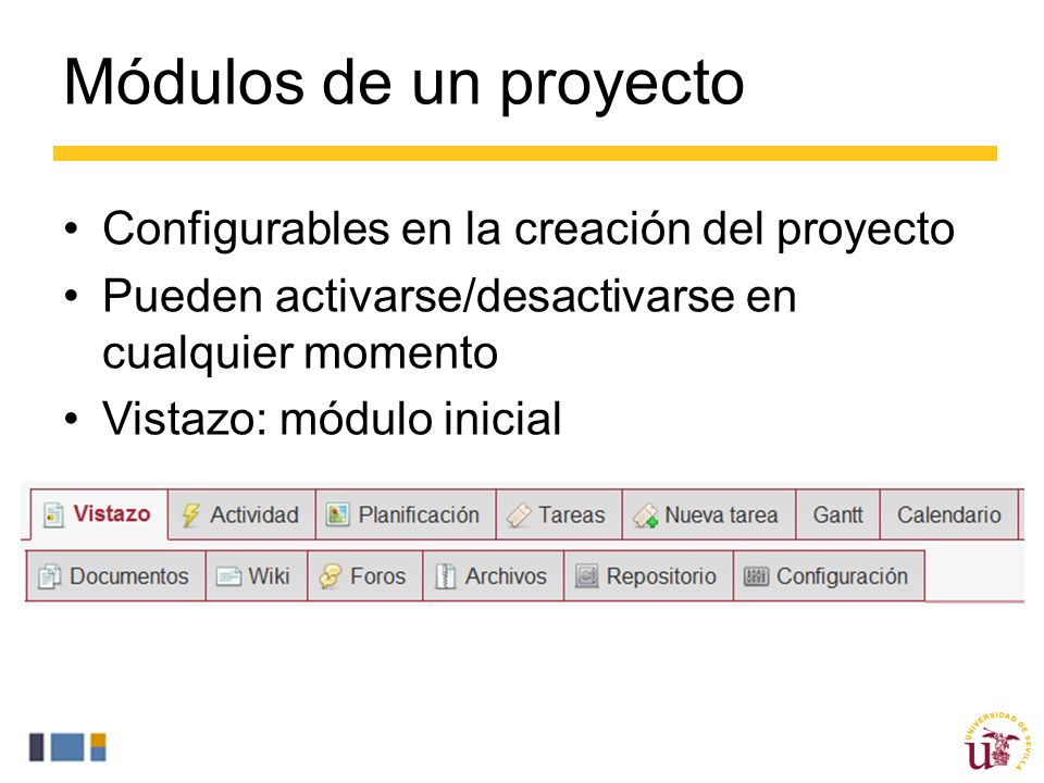 Módulos de un proyecto Configurables en la creación del proyecto