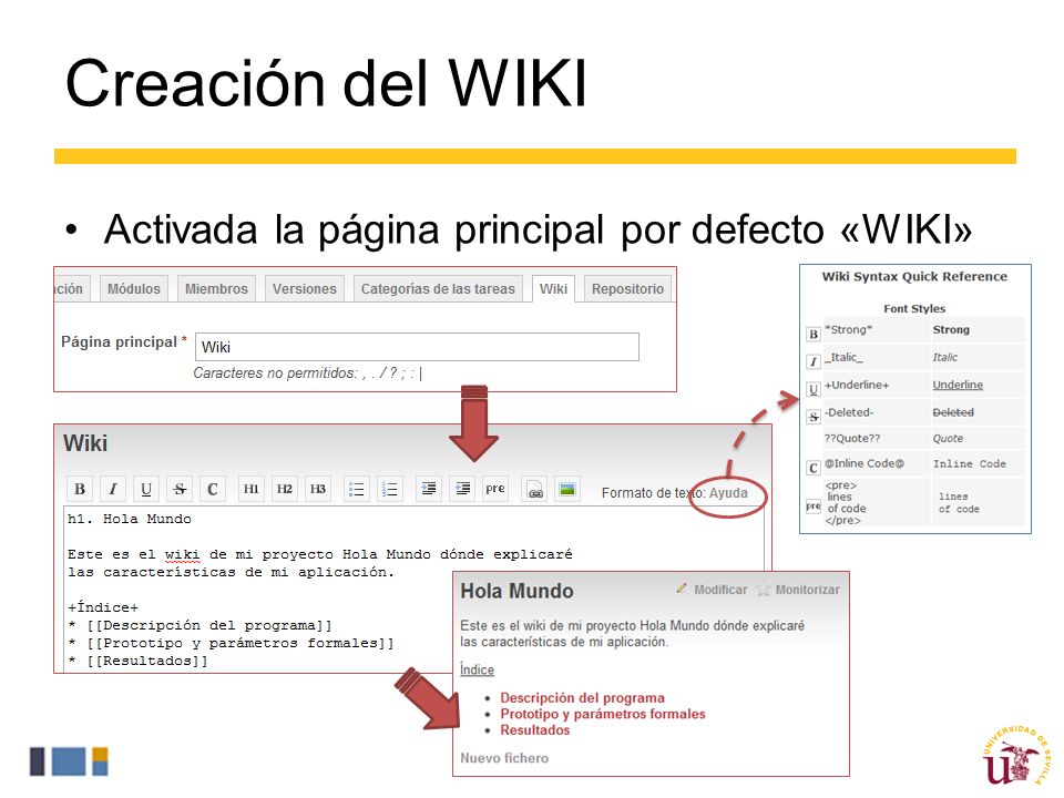 Creación del WIKI Activada la página principal por defecto «WIKI»