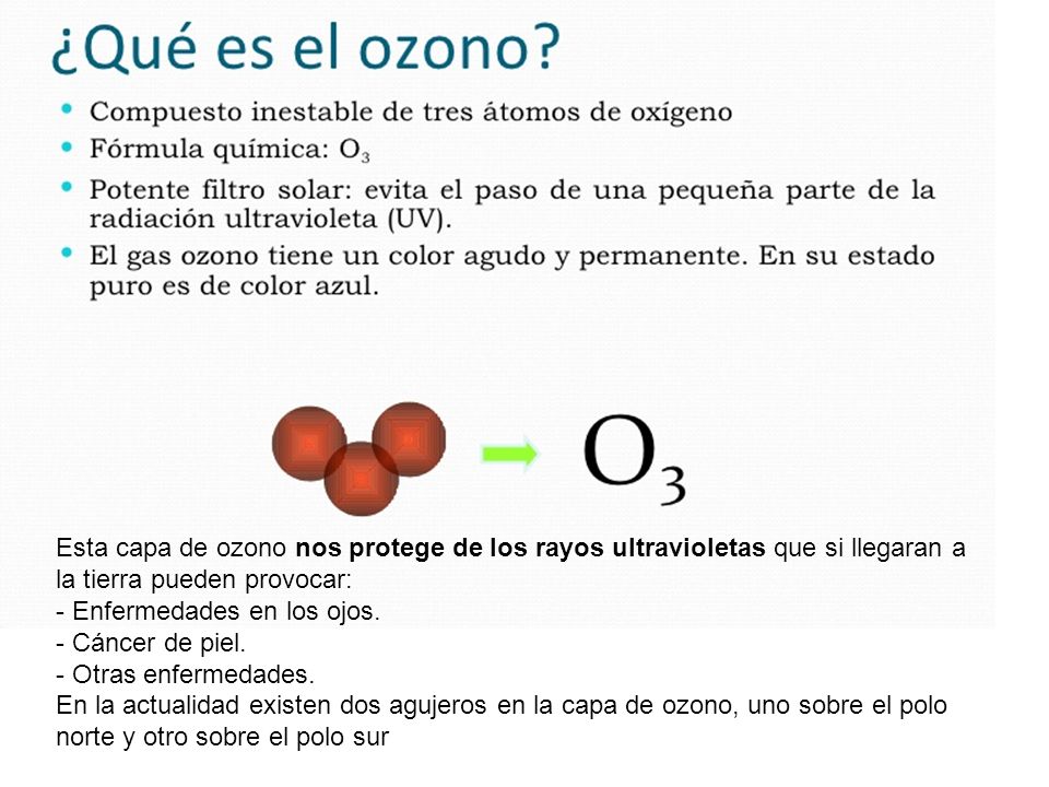 Esta capa de ozono nos protege de los rayos ultravioletas que si llegaran a
