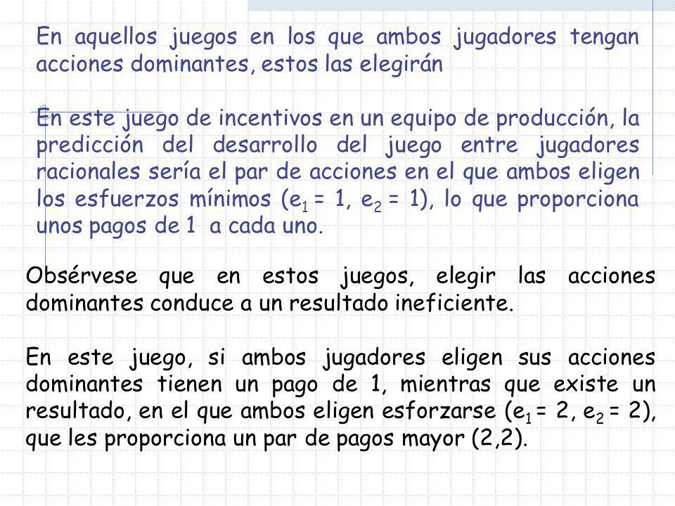 En aquellos juegos en los que ambos jugadores tengan acciones dominantes, estos las elegirán