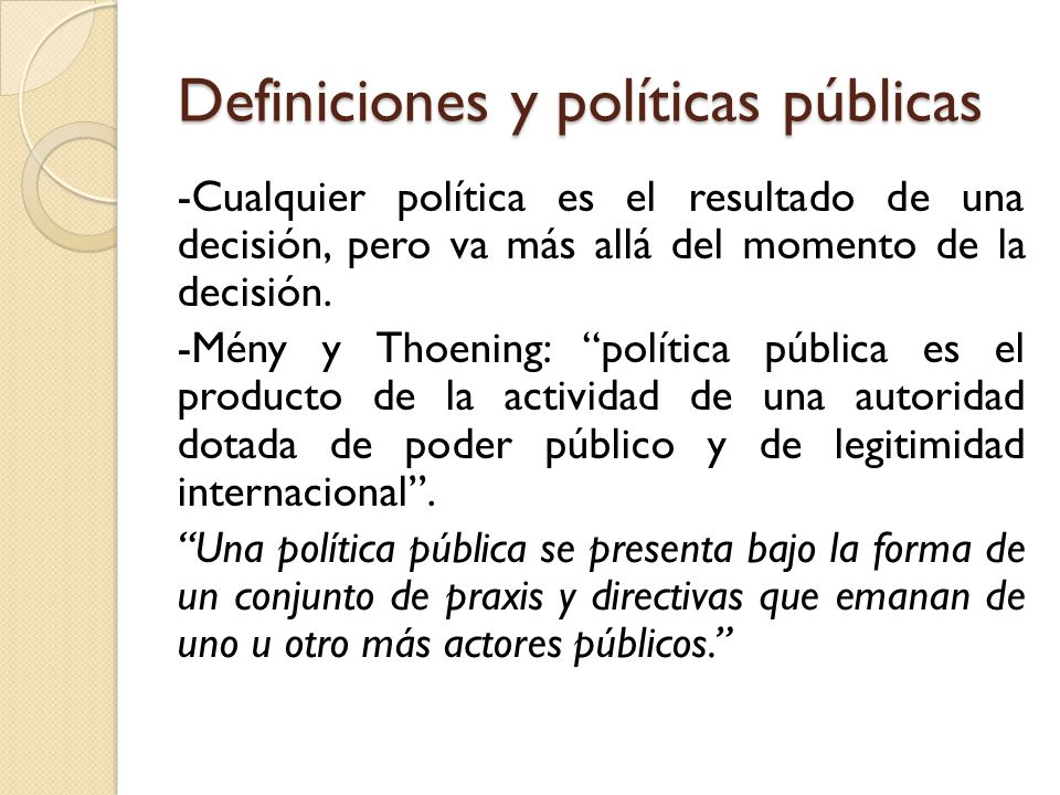 Definiciones y políticas públicas