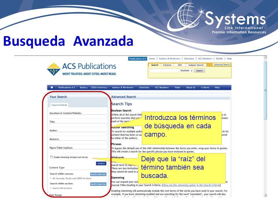 Busqueda Avanzada Introduzca los términos de búsqueda en cada campo.