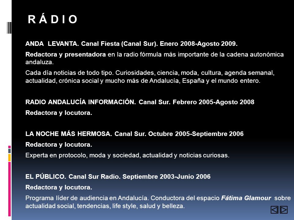 R Á D I O ANDA LEVANTA. Canal Fiesta (Canal Sur). Enero 2008-Agosto