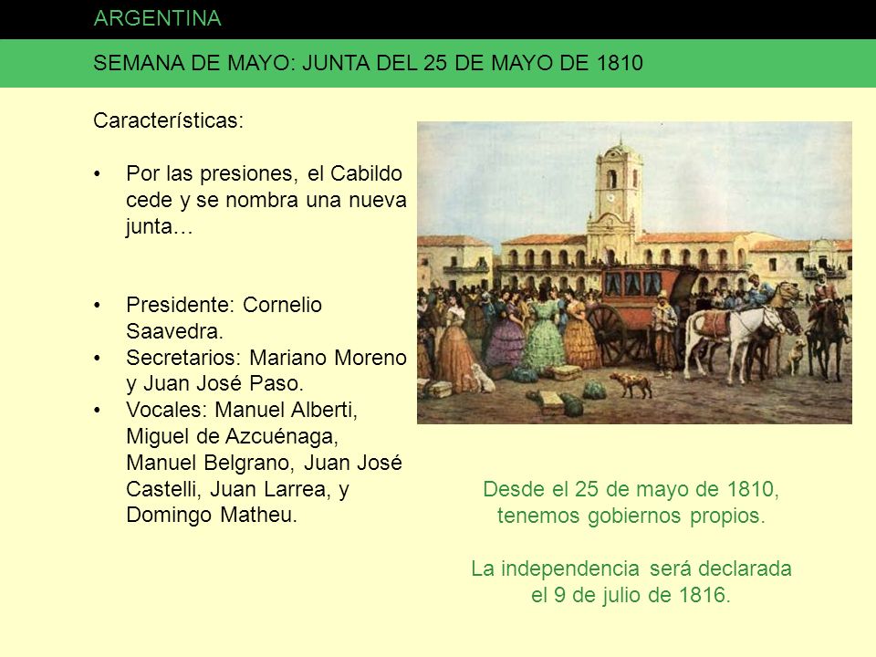 SEMANA DE MAYO: JUNTA DEL 25 DE MAYO DE 1810