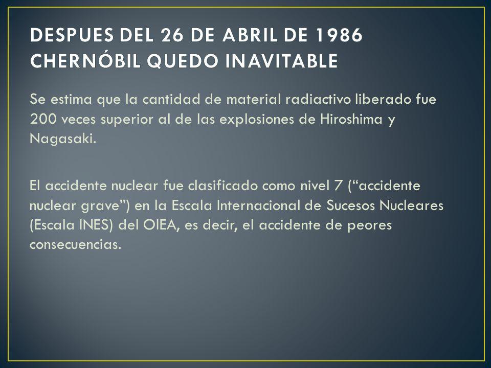 DESPUES DEL 26 DE ABRIL DE 1986 CHERNÓBIL QUEDO INAVITABLE