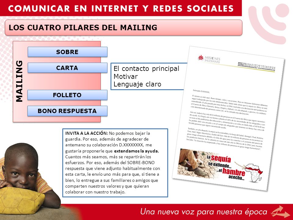 MAILING LOS CUATRO PILARES DEL MAILING El contacto principal Motivar