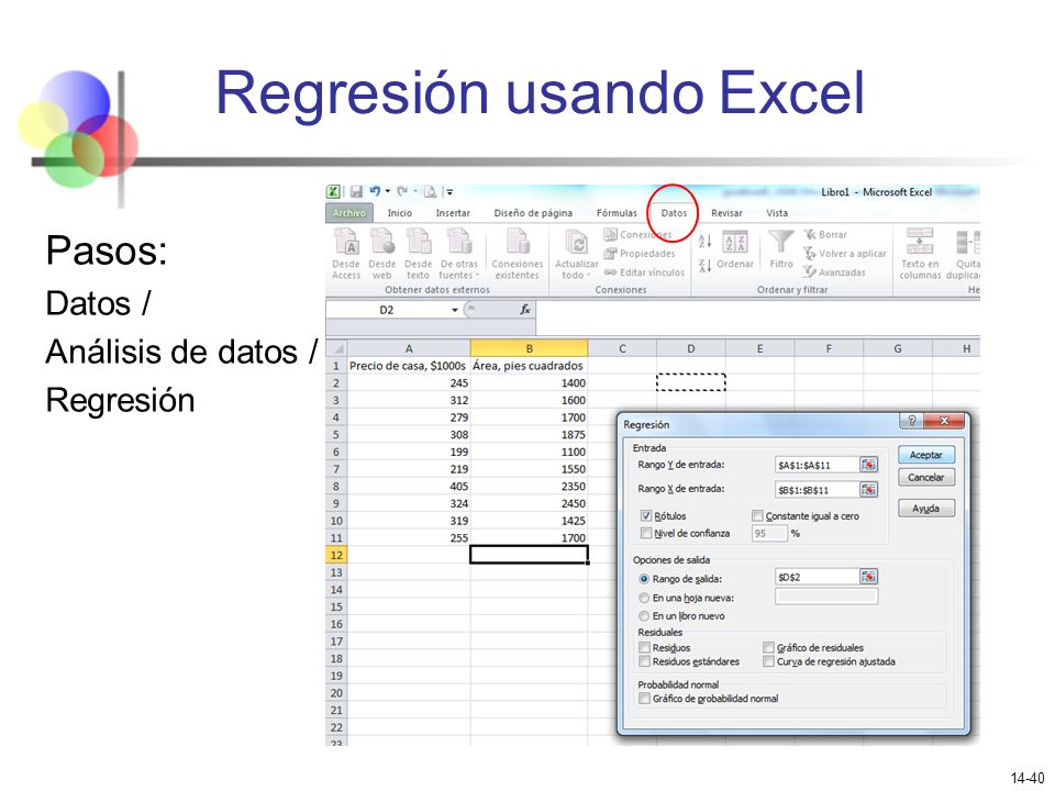 Regresión usando Excel