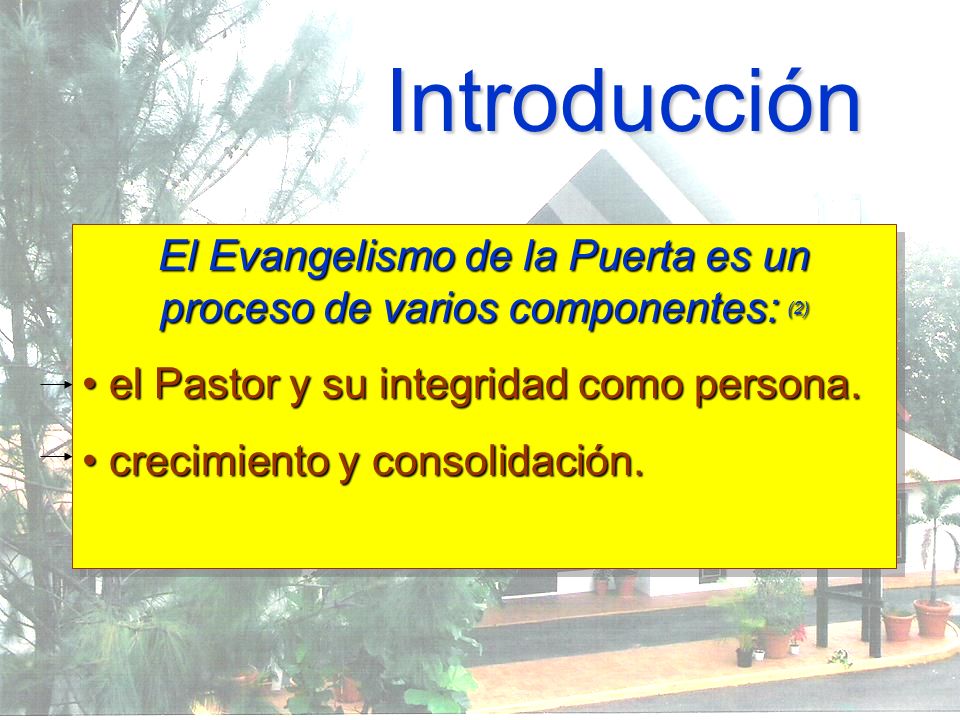 El Evangelismo de la Puerta es un proceso de varios componentes: (2)
