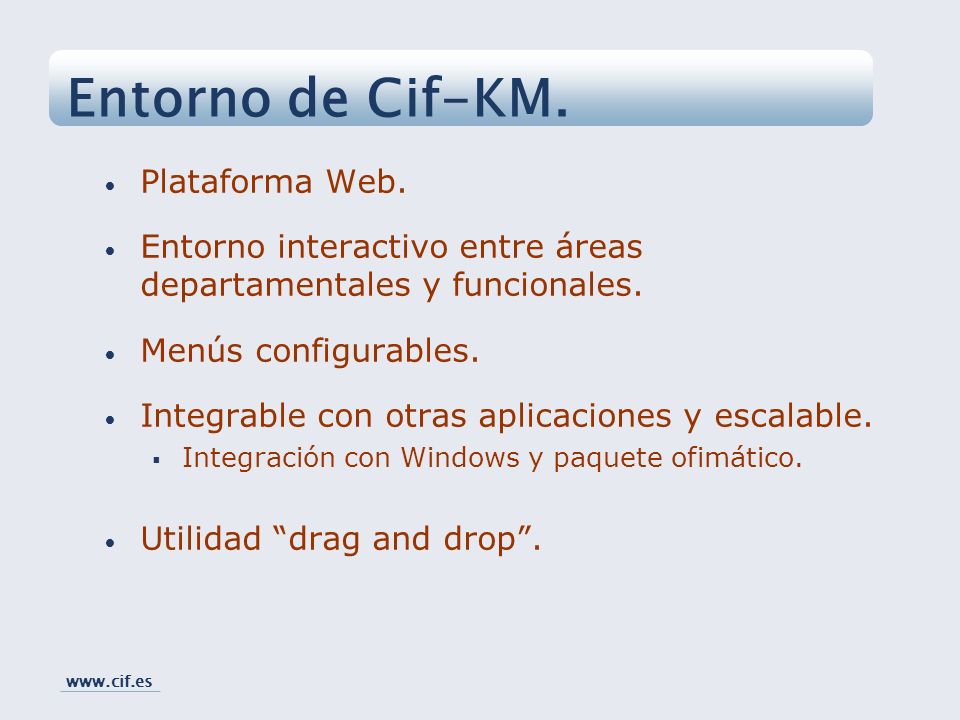 Entorno de Cif-KM. Plataforma Web.