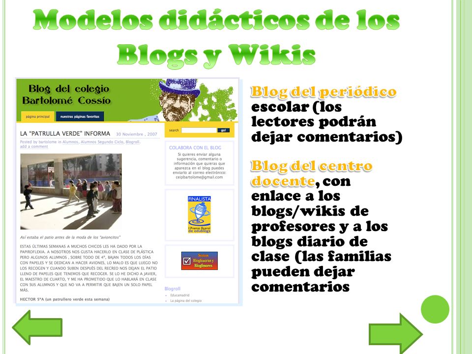 Modelos didácticos de los Blogs y Wikis
