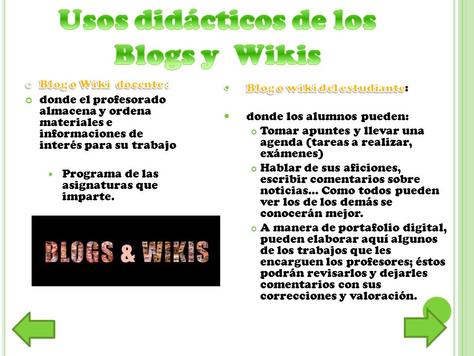 Usos didácticos de los Blogs y Wikis