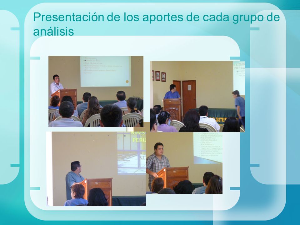 Presentación de los aportes de cada grupo de análisis