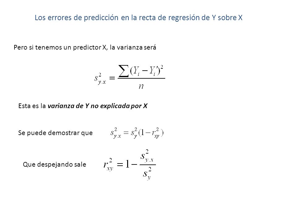 Los errores de predicción en la recta de regresión de Y sobre X