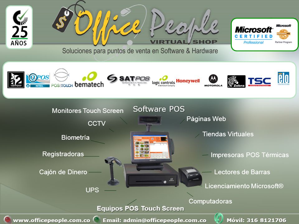 Software POS Monitores Touch Screen Páginas Web CCTV Tiendas Virtuales