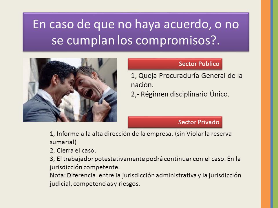 En caso de que no haya acuerdo, o no se cumplan los compromisos .