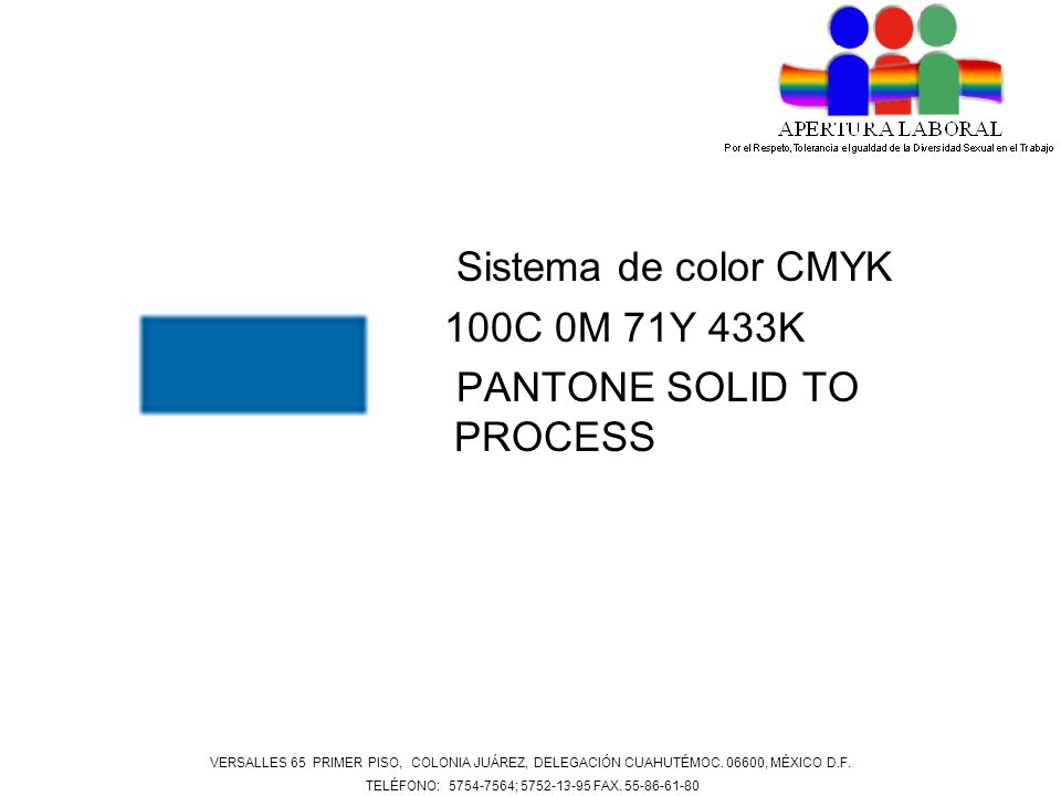 Sistema de color CMYK 100C 0M 71Y 433K PANTONE SOLID TO PROCESS