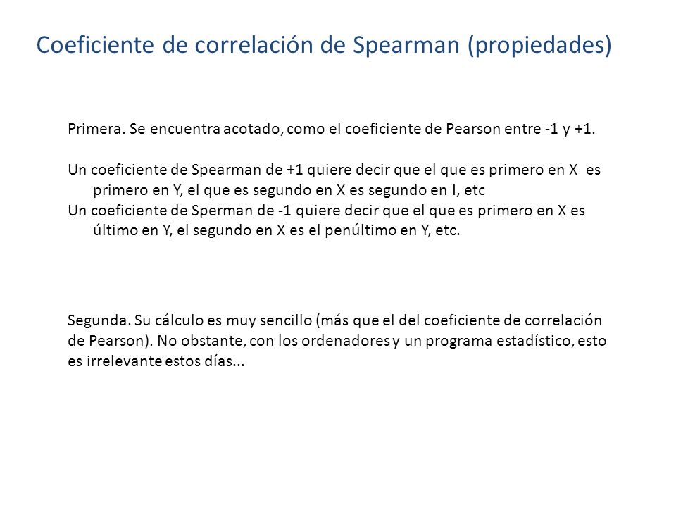 Coeficiente de correlación de Spearman (propiedades)