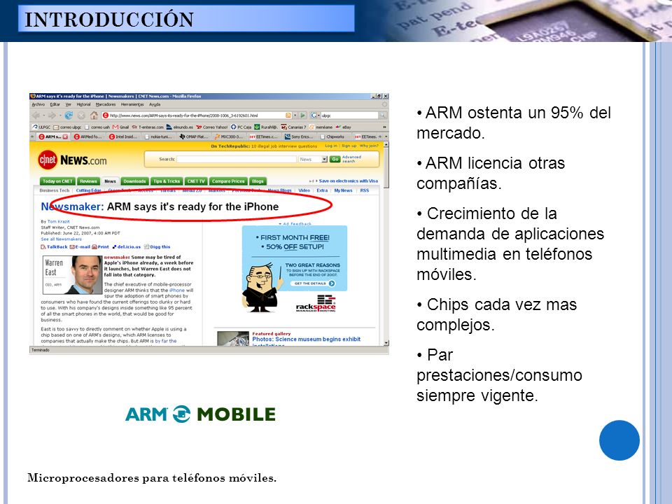 INTRODUCCIÓN ARM ostenta un 95% del mercado.