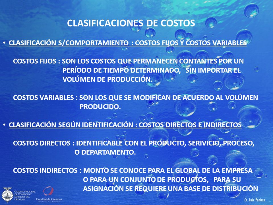 CLASIFICACIONES DE COSTOS