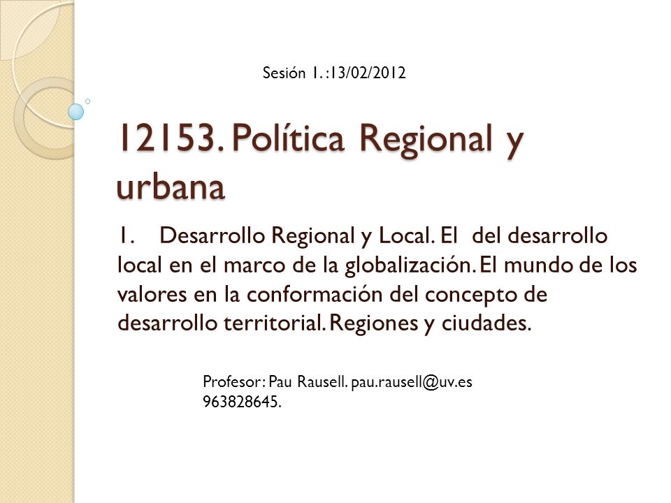 Política Regional y urbana