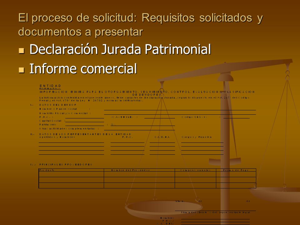 Declaración Jurada Patrimonial Informe comercial