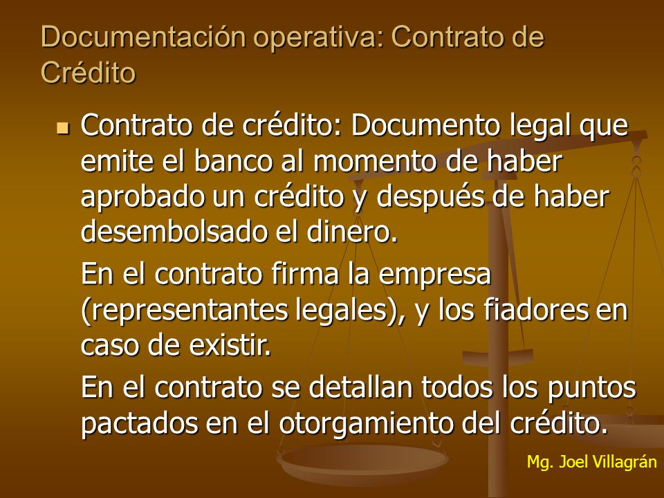 Documentación operativa: Contrato de Crédito