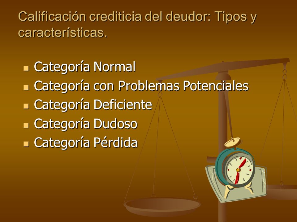 Calificación crediticia del deudor: Tipos y características.