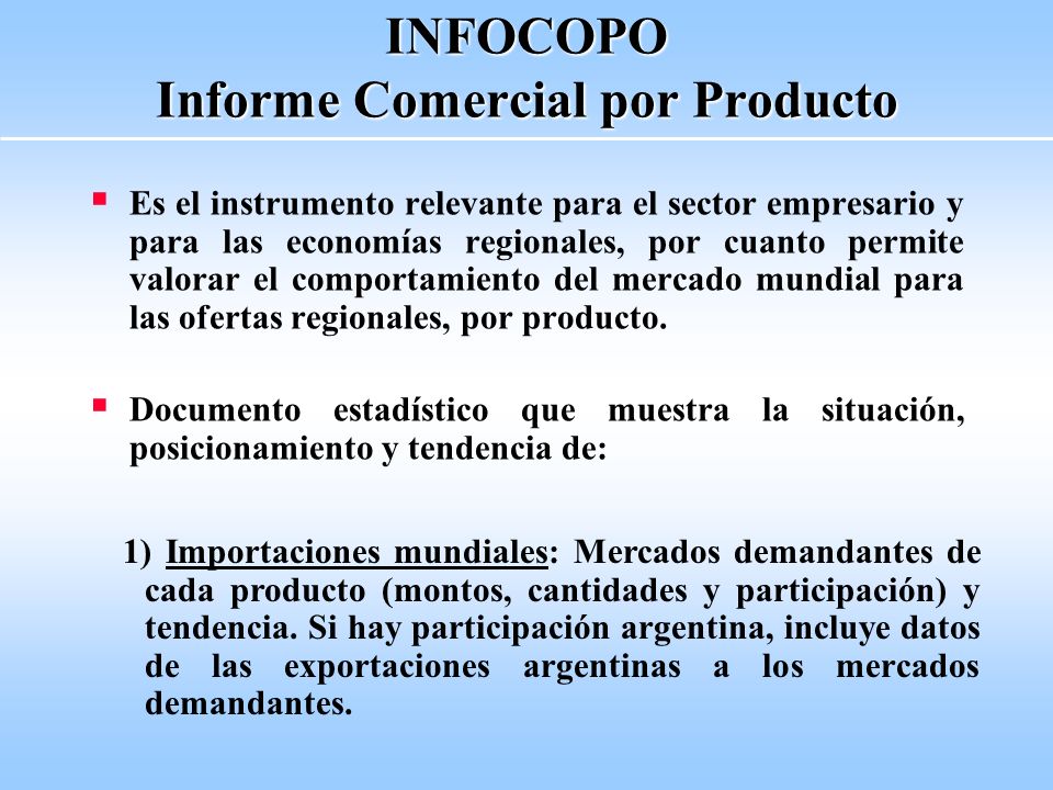 INFOCOPO Informe Comercial por Producto