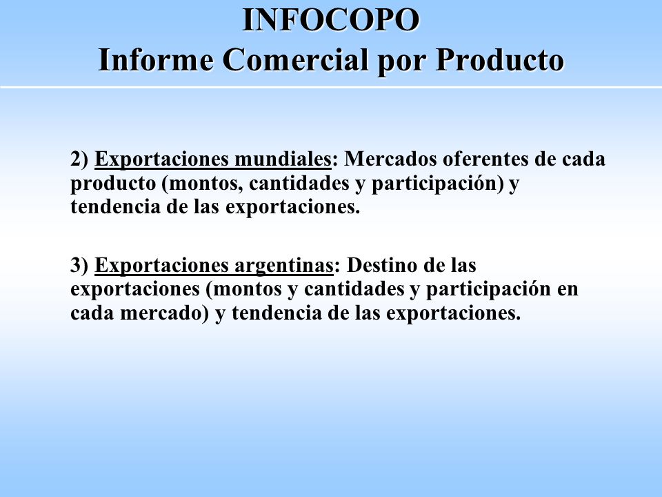 INFOCOPO Informe Comercial por Producto