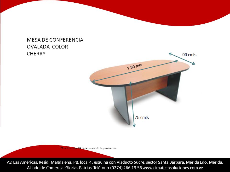 MESA DE CONFERENCIA OVALADA COLOR CHERRY