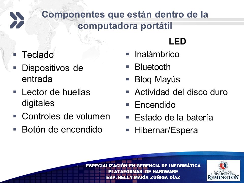 Componentes que están dentro de la computadora portátil